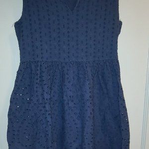 SUNDANCE 100% Cotton Navy Blue Eyelet Sleeveless Dress (SIZE PS)